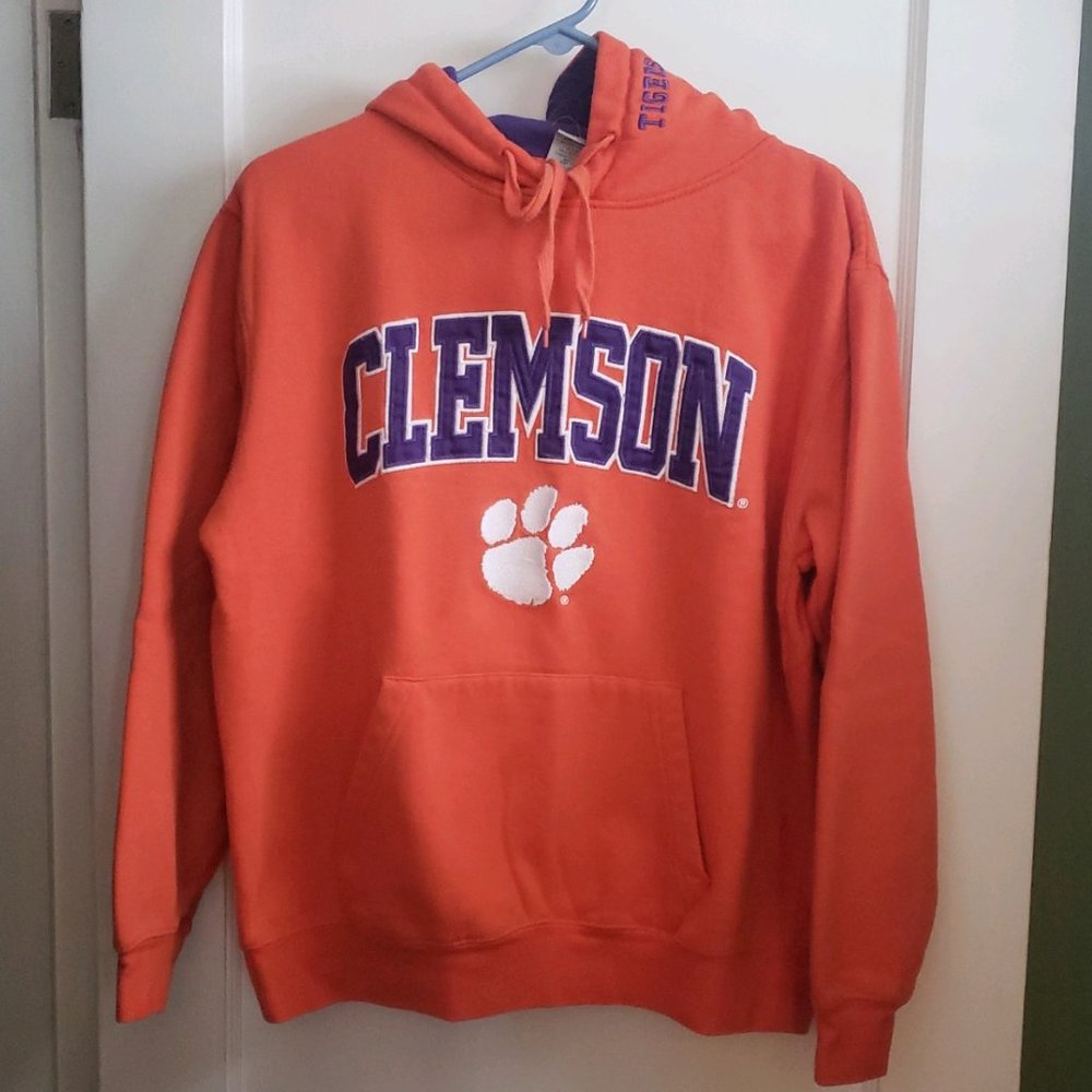 Campus Heritage Orange Clemson Pullover Hoodie with Purple and White Logo